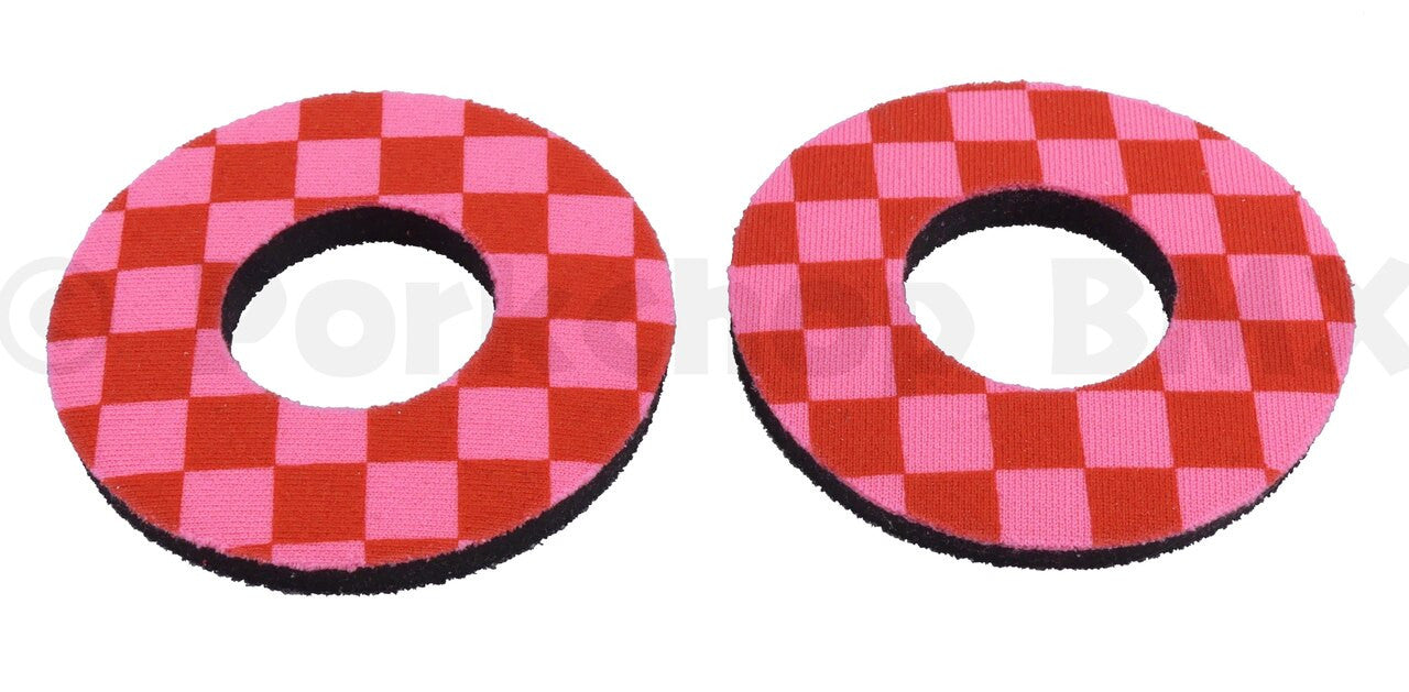 ProBMX Flite Style BMX Bicycle Foam Grip Donuts - Checker Pink & Red