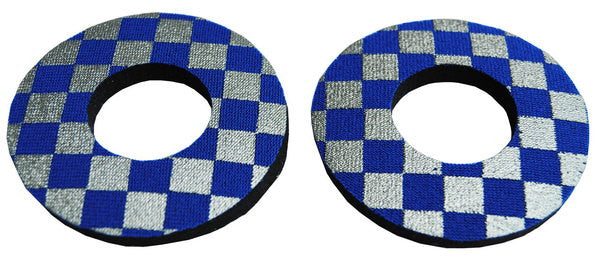 ProBMX Flite Style BMX Bicycle Foam Grip Donuts - Checker Silver & Blue