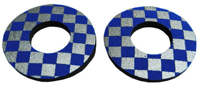 ProBMX Flite Style BMX Bicycle Foam Grip Donuts - Checker Silver & Blue