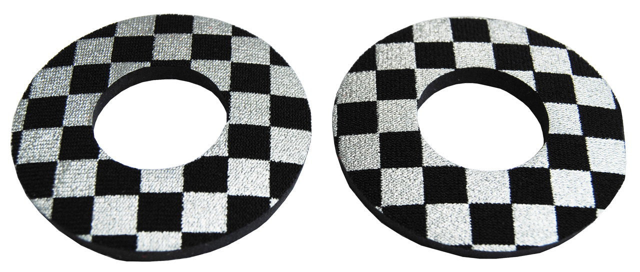 ProBMX Flite Style BMX Bicycle Foam Grip Donuts - Checker Silver & Black