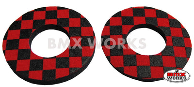 ProBMX Flite Style BMX Bicycle Foam Grip Donuts - Checker Black & Red
