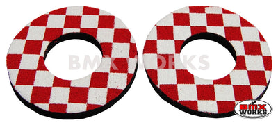 ProBMX Flite Style BMX Bicycle Foam Grip Donuts - Checker Red & White