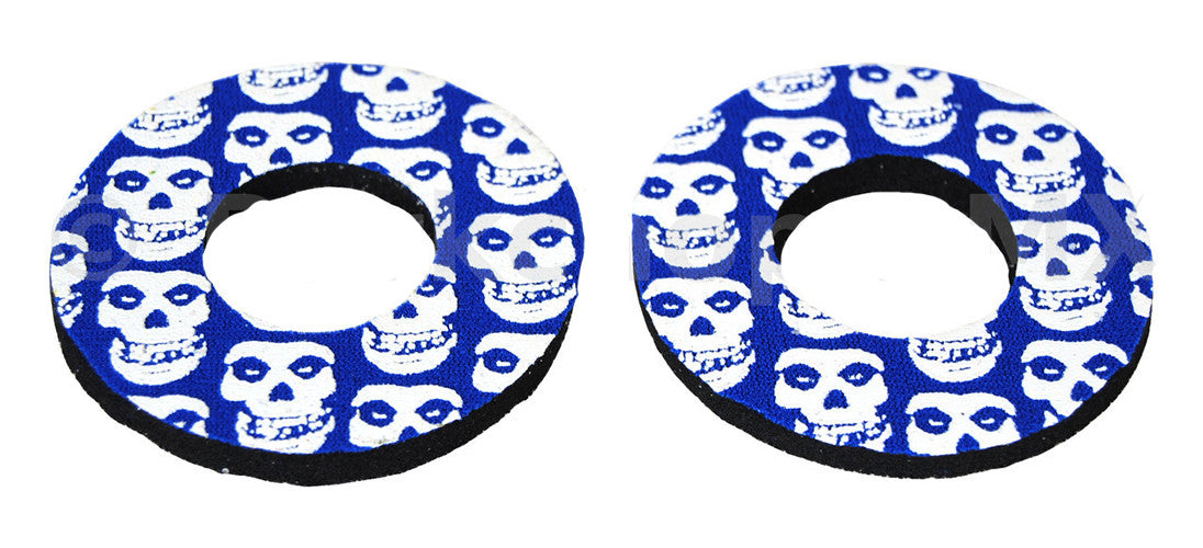ProBMX Flite Style BMX Bicycle Foam Grip Donuts - Skulls Blue & White