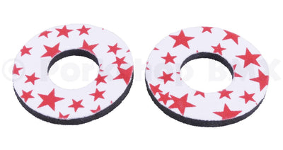 ProBMX Flite Style BMX Bicycle Foam Grip Donuts - Stars White & Red