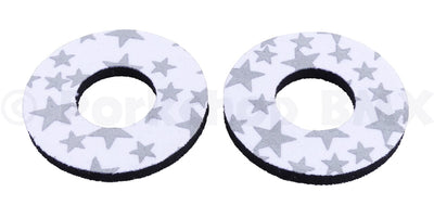 ProBMX Flite Style BMX Bicycle Foam Grip Donuts - Stars White & Silver