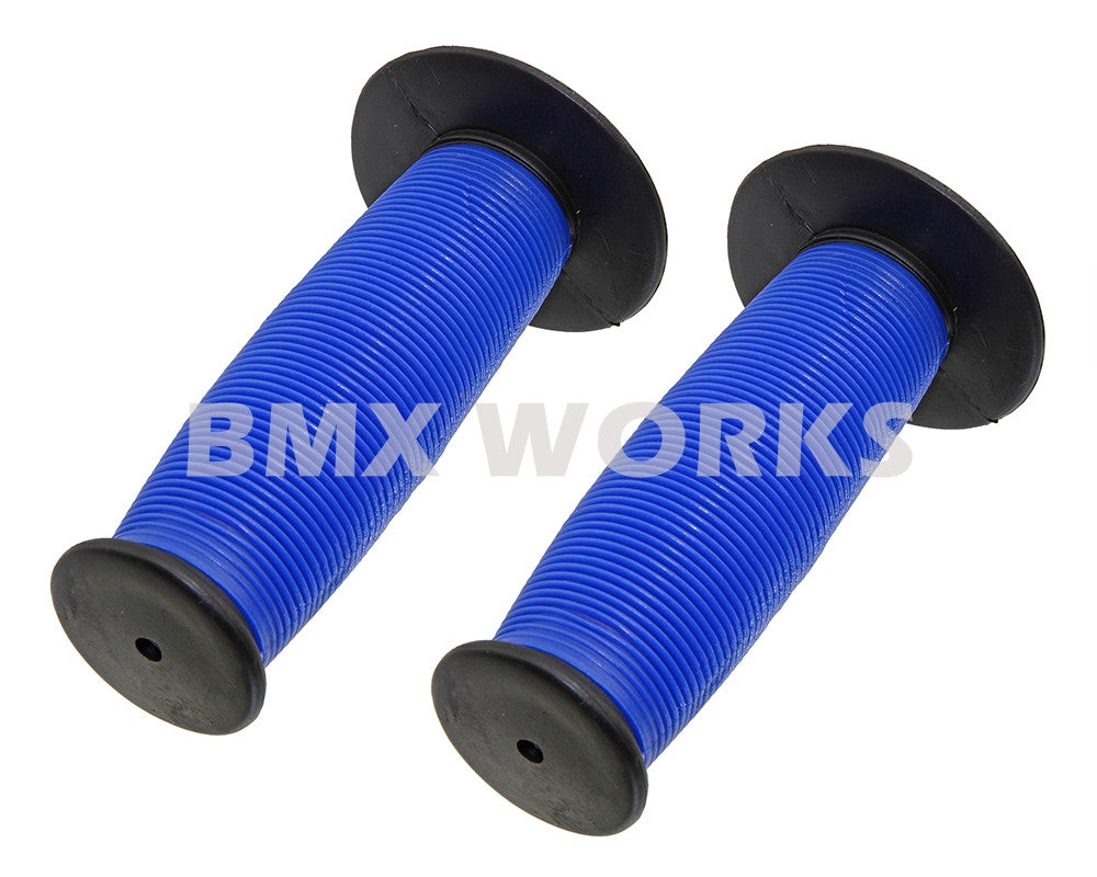 ProBMX Old Style Mushroom Grips Pair -  Black & Blue