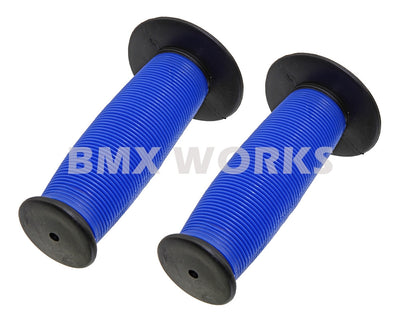 ProBMX Old Style Mushroom Grips Pair -  Black & Blue