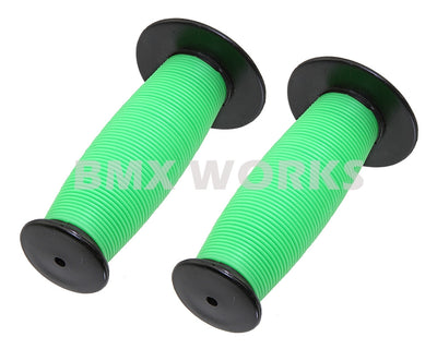 ProBMX Old Style Mushroom Grips Pair -  Black & Green