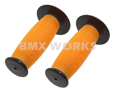 ProBMX Old Style Mushroom Grips Pair -  Black & Orange