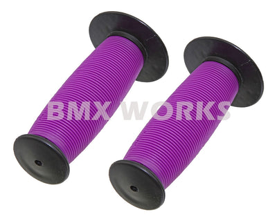 ProBMX Old Style Mushroom Grips Pair -  Black & Purple