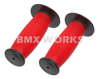 ProBMX Old Style Mushroom Grips Pair -  Black & Red