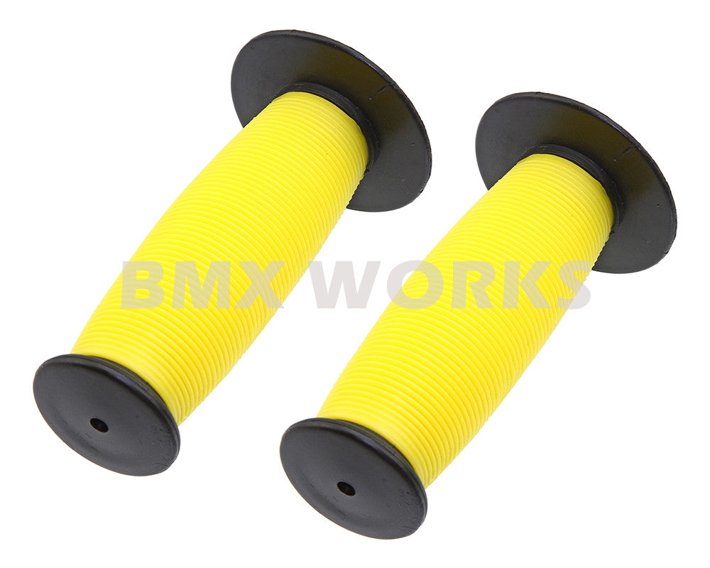 ProBMX Old Style Mushroom Grips Pair -  Black & Yellow