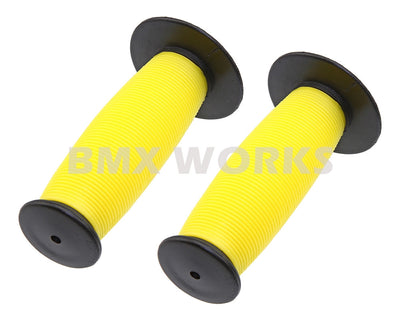 ProBMX Old Style Mushroom Grips Pair -  Black & Yellow