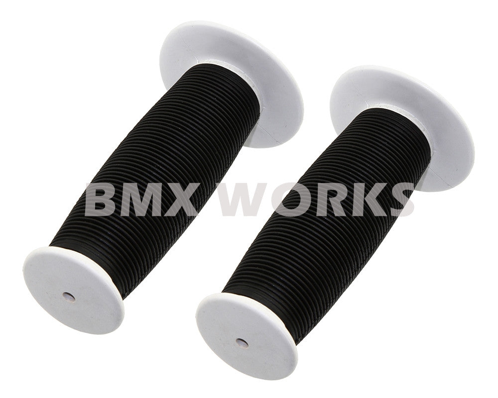 ProBMX Old Style Mushroom Grips Pair -  White & Black