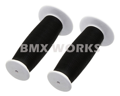 ProBMX Old Style Mushroom Grips Pair -  White & Black