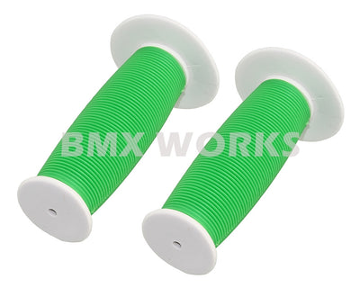 ProBMX Old Style Mushroom Grips Pair -  White & Green