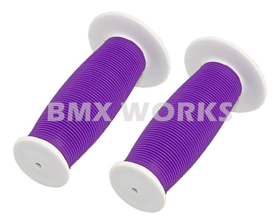 ProBMX Old Style Mushroom Grips Pair -  White & Purple