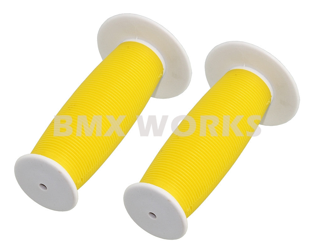 ProBMX Old Style Mushroom Grips Pair -  White & Yellow