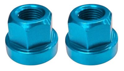 Axle Nuts Hex 3/8" x 26tpi - Aluminium - Pairs - Bright Blue