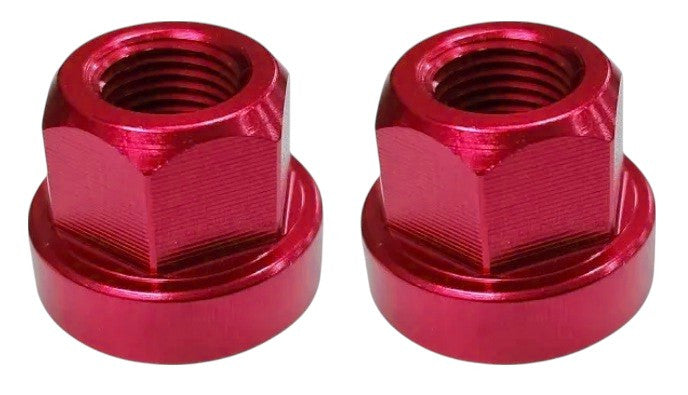 Axle Nuts Hex 3/8" x 26tpi  - Aluminium - Pairs - Red