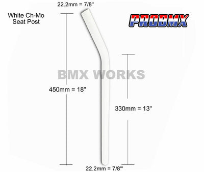 ProBMX Ch-Mo Seat Post Layback 22.2mm x 450mm - White