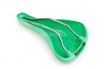 Blemished: Viscount Dominator 2166 BMX Seat Green with Gold Lettering