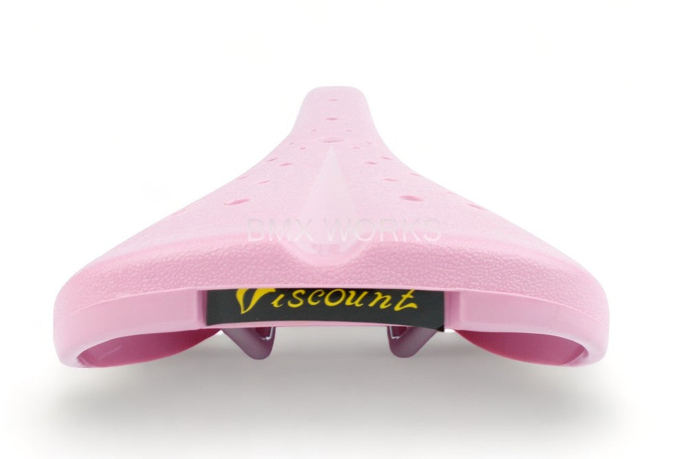 Blemished: Viscount Dominator 2166 BMX Seat Pink with Gold Lettering