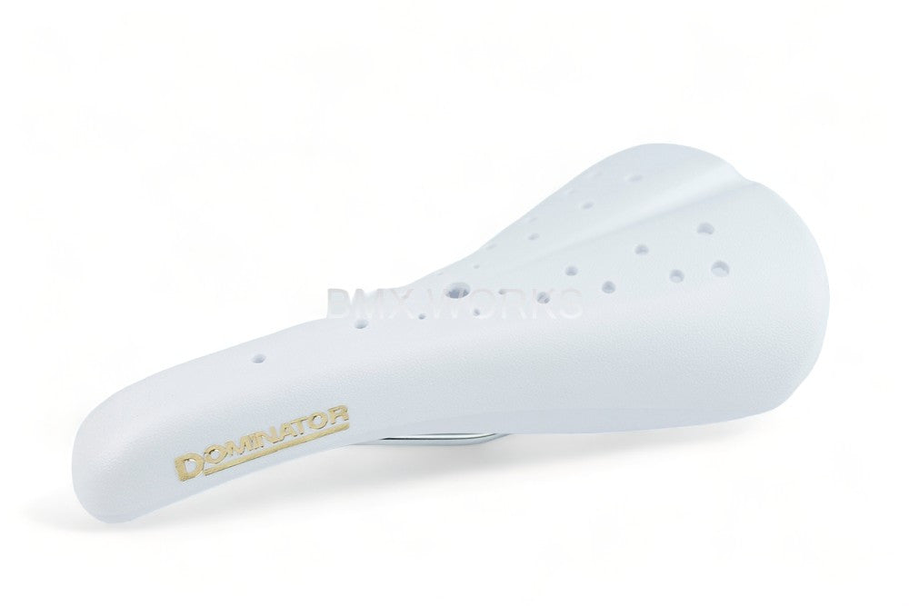 Blemished: Viscount Dominator 2166 BMX Seat White with Gold Lettering