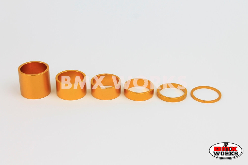 1 1/8" Head Set Spacer Set Gold (6 Pieces)