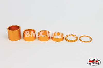 1 1/8" Head Set Spacer Set Gold (6 Pieces)