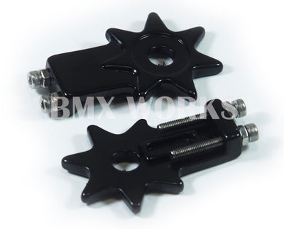 Chain Tensioners Suit 3/8" Axles Pair - Star - Black