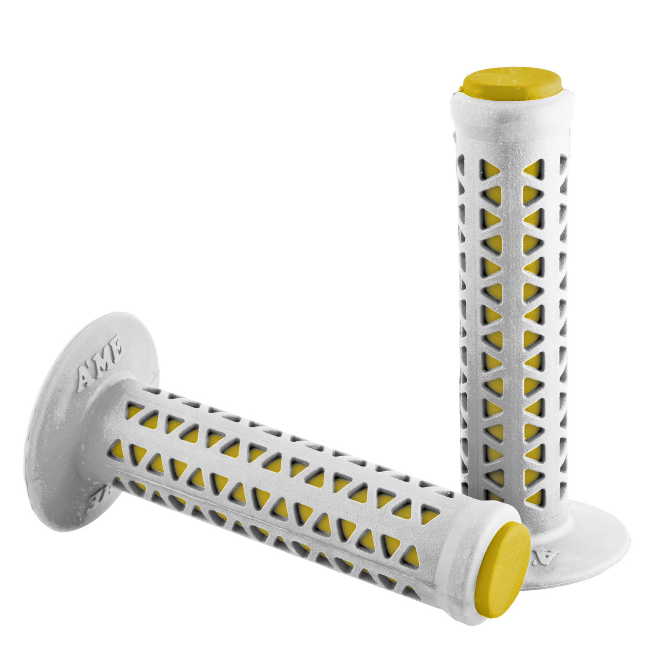 AME Unitron Grips - White Over Yellow Pair