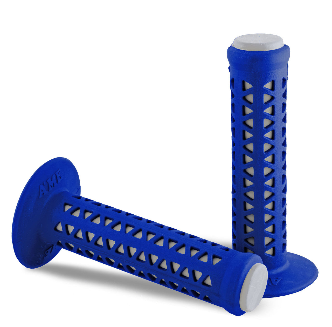 AME Unitron Grips - Blue Over White Pair