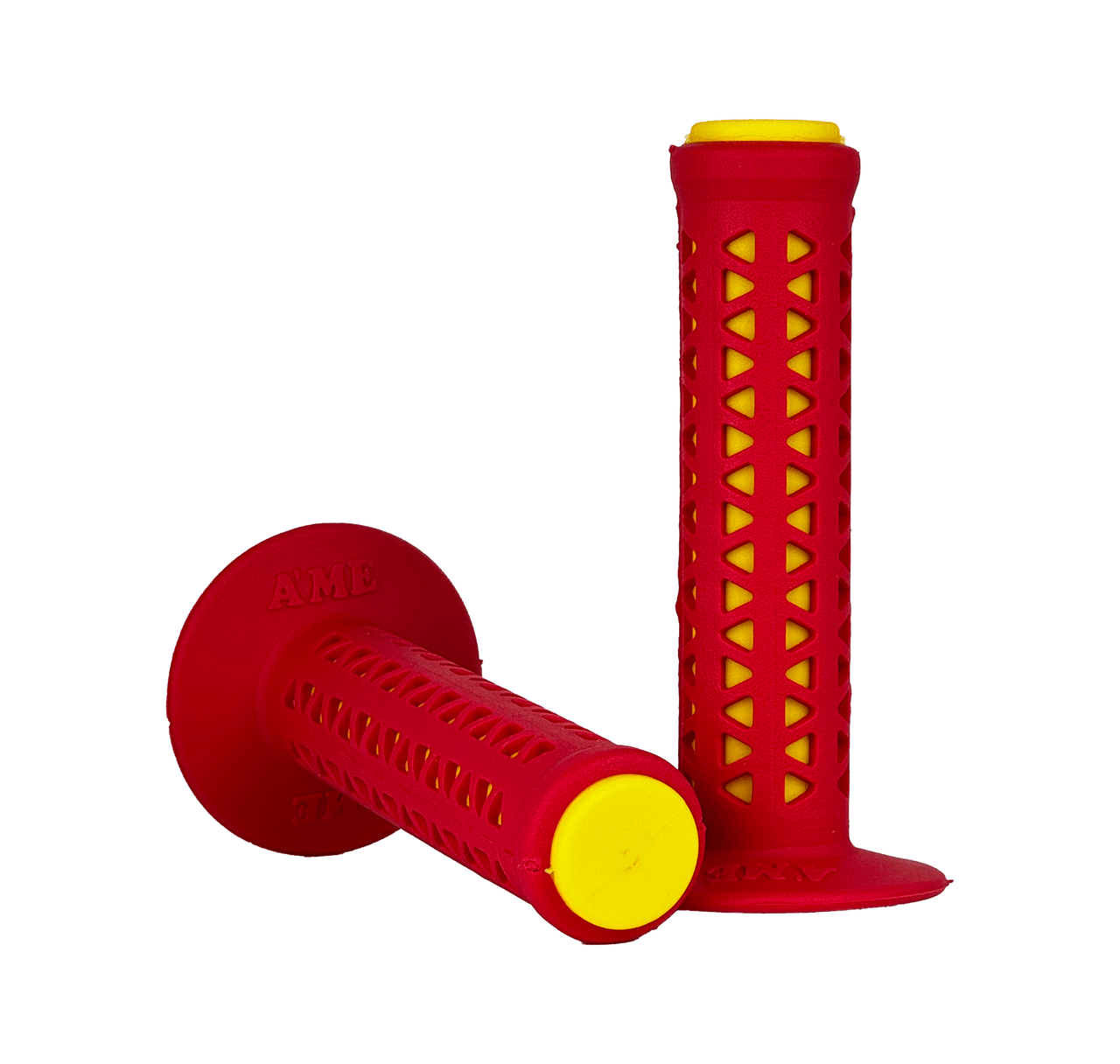 AME Unitron Grips - Red Over Yellow Pair