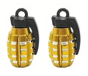 BMX Grenade Valve Caps Pairs - Gold & Silver