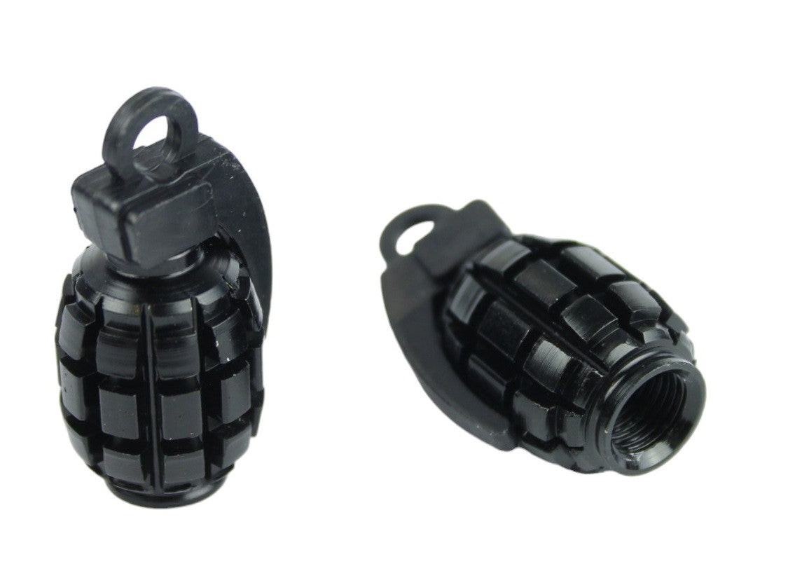 BMX Grenade Valve Caps Pairs - Black - Old School BMX
