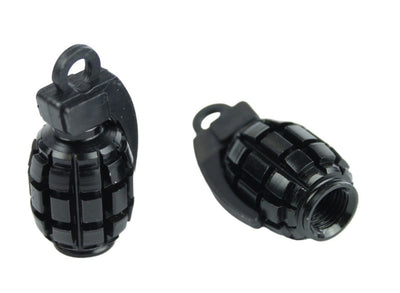 BMX Grenade Valve Caps Pairs - Black - Old School BMX