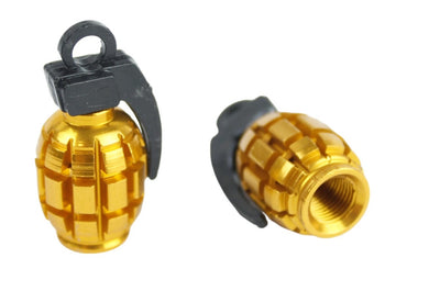 BMX Grenade Valve Caps Pairs - Gold - Old School BMX