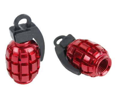 BMX Grenade Valve Caps Pairs - Red - Old School BMX