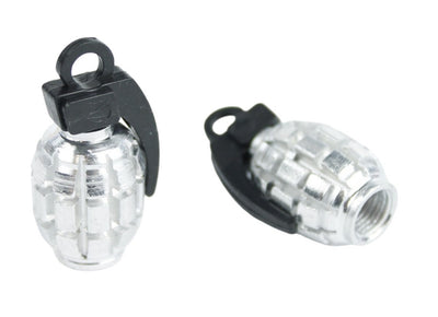 BMX Grenade Valve Caps Pairs - Silver - Old School BMX