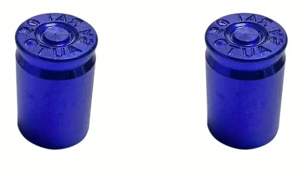 BMX Bullet Shell Casing Valve Caps Pairs - Dark Blue