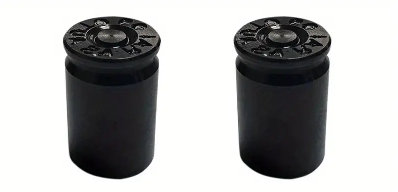 BMX Bullet Shell Casing Valve Caps Pairs - Black
