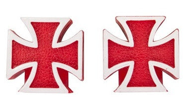BMX Iron Cross Valve Caps Pairs - Solid Red & White