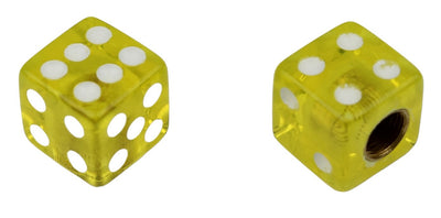 BMX Dice Valve Caps Pairs - Trans Yellow - Old School BMX