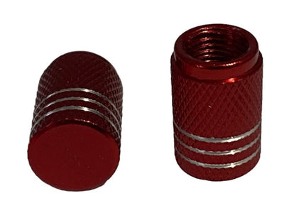BMX 3 Stripe Valve Caps Pairs - Red