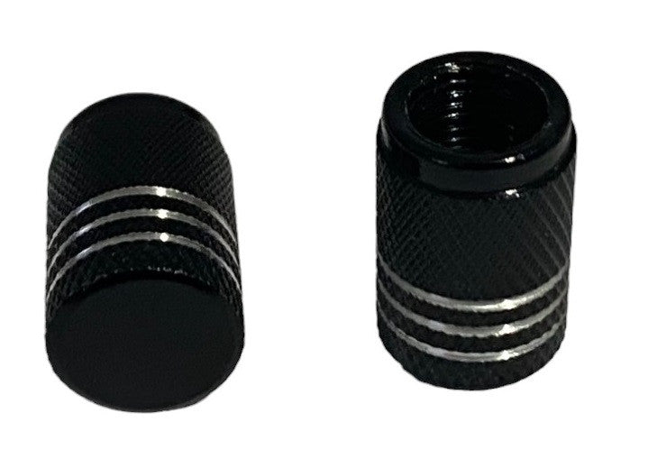 BMX 3 Stripe Valve Caps Pairs - Black