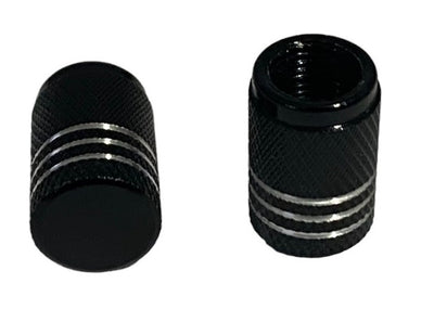 BMX 3 Stripe Valve Caps Pairs - Black