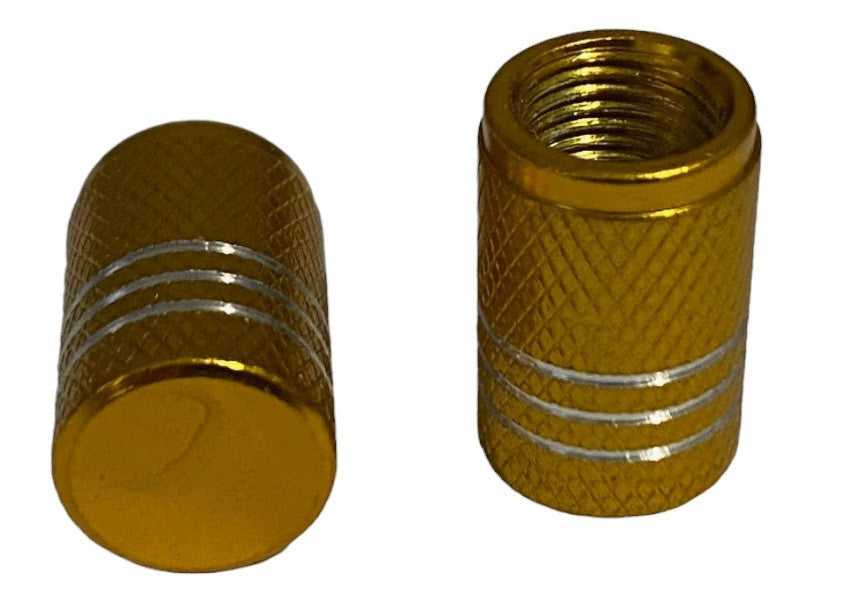 BMX 3 Stripe Valve Caps Pairs - Gold