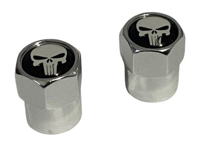 BMX Skeleton Picture Valve Caps Pairs - Silver