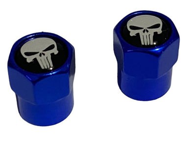 BMX Skeleton Picture Valve Caps Pairs - Dark Blue